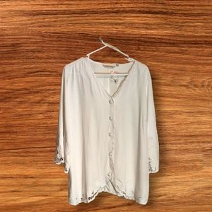 Soft Surroundings women's eyelet lace trim blouse Size Large